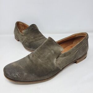 Premiata Mens Olive Green Suede Slip On Loafers Made in Italy Size 9 Round Toe